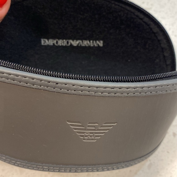 NWOT EMPORIO ARMANI sunglasses glasses case with dust cloth steel grey black - Picture 2 of 5